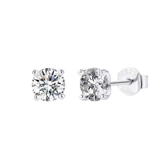 Luna Round Moissanite Stud Earring