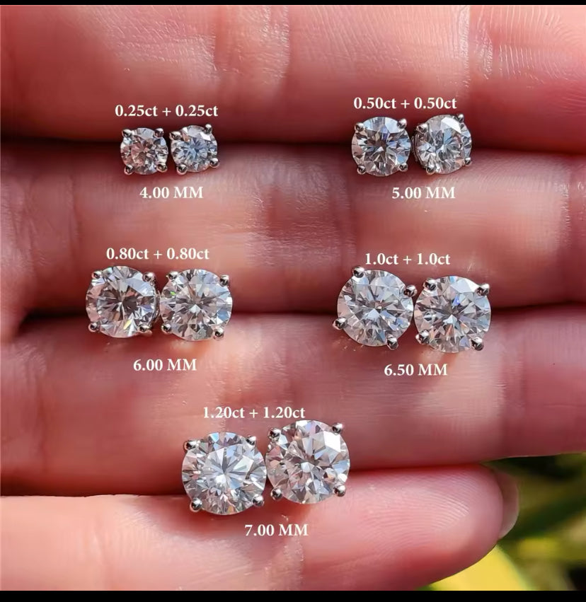 Luna Round Moissanite Stud Earring