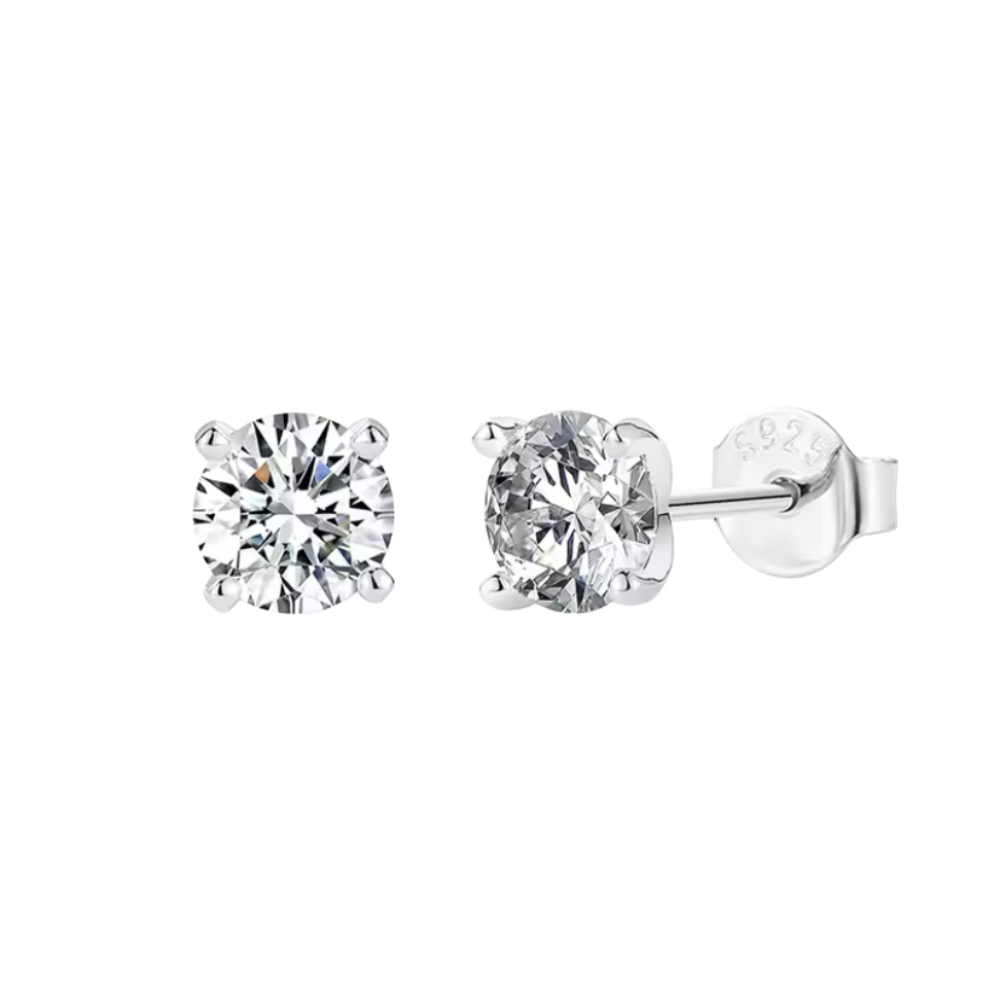 Luna Round Moissanite Stud Earring